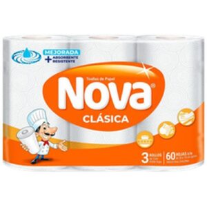 TOALLA PAPEL CLASICA NOVA 8X3ROLLOS 12 MT