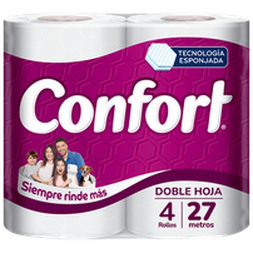 PAPEL HIGIENICO DOBLE/H 27 MT CONFORT 12X4 ROLLOS