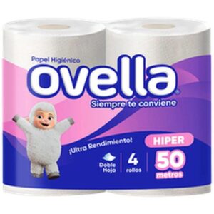 PAPEL HIGIENICO DOBLE/H 50 MT OVELLA 8X4 ROLLOS