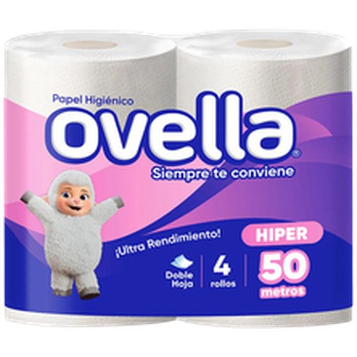 PAPEL HIGIENICO DOBLE/H 50 MT OVELLA 8X4 ROLLOS
