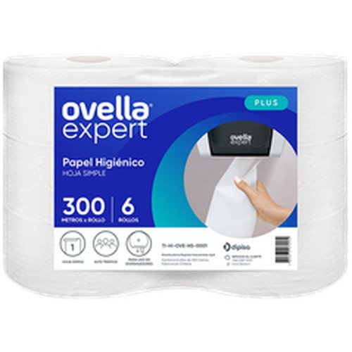 PAPEL HIGIENICO HOJA SIMPLE OVELLA 1X6X300MT