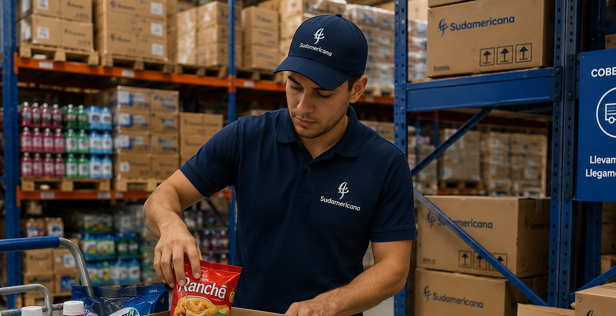 Personal de Sudamericana preparando pedidos en centro de distribución