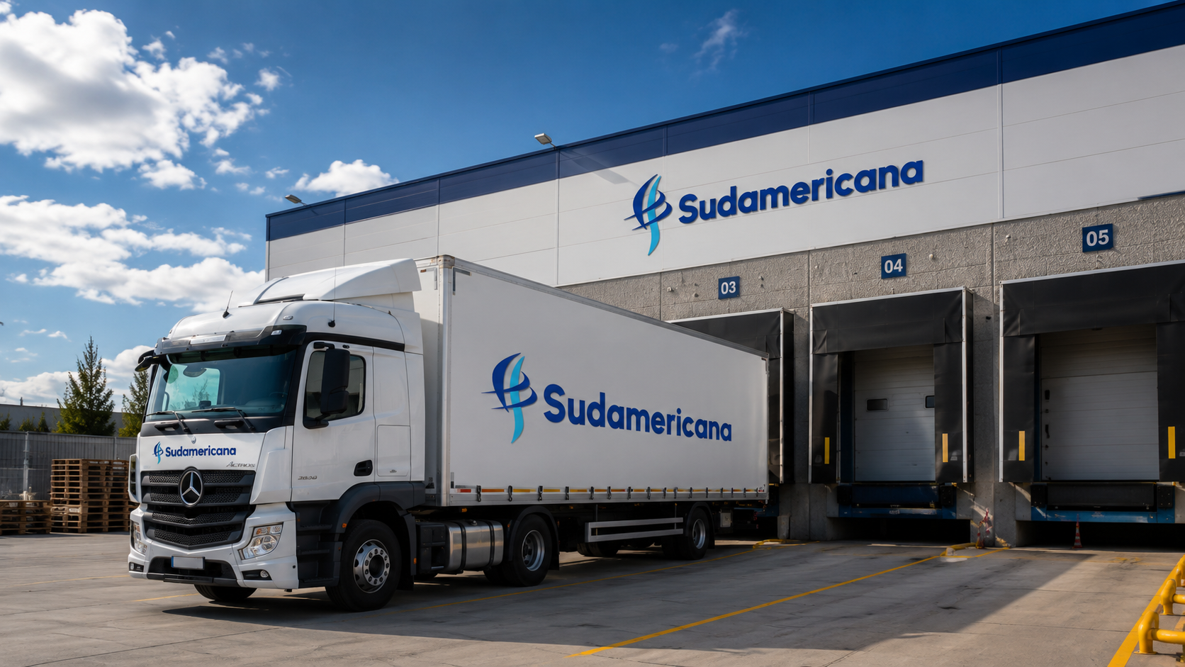 Camión de Sudamericana en centro de distribució