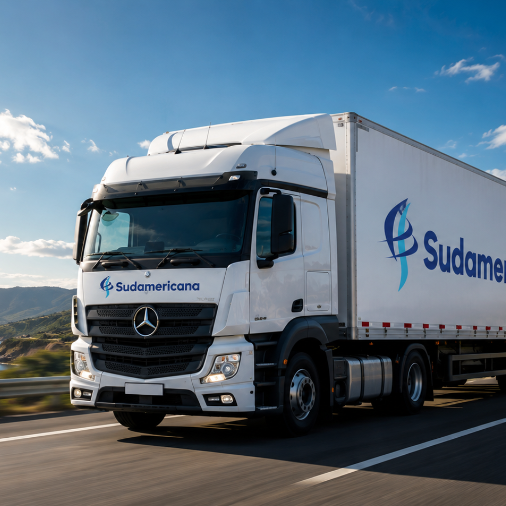 Camión de reparto Sudamericana en ruta